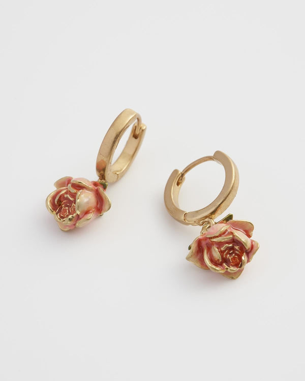 Boucles d'oreilles huggies Bouton de rose