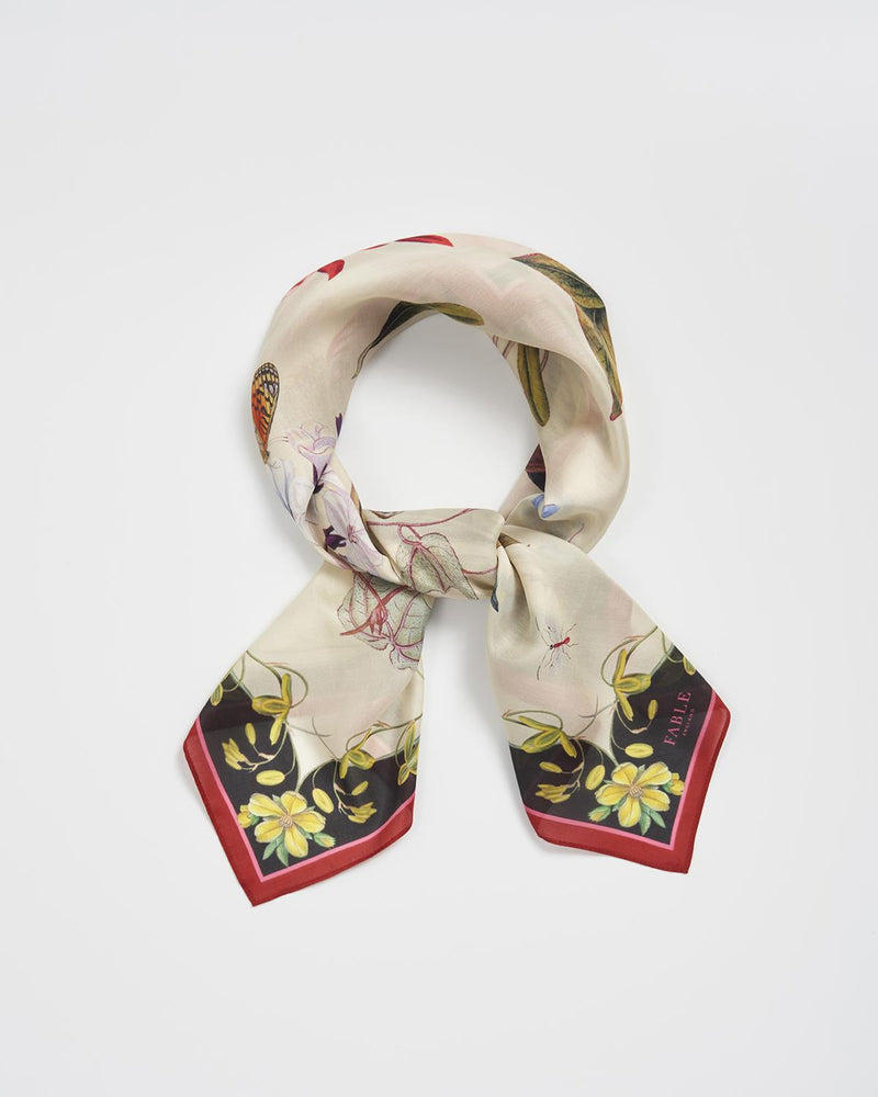 Wonderland Scene Ivory Square Scarf