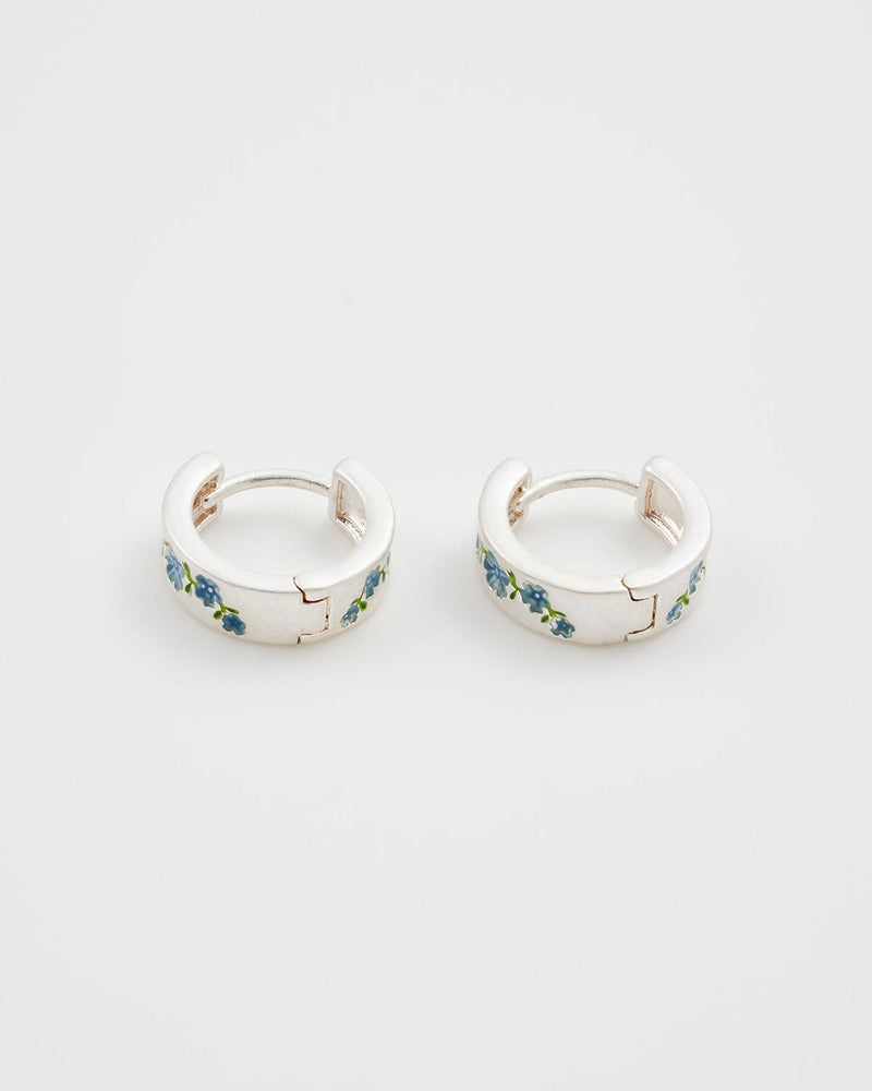 Forget Me Not Silver Mini Hoop Earrings