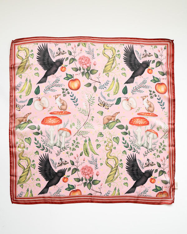 Catherine Rowe Into The Woods Square Scarf Pink