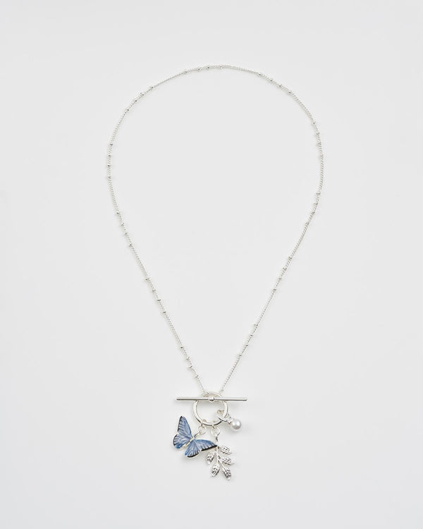 Collier Papillon bleu en argent