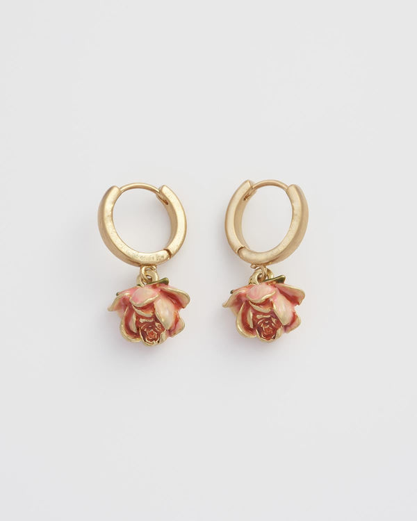 Boucles d'oreilles huggies Bouton de rose