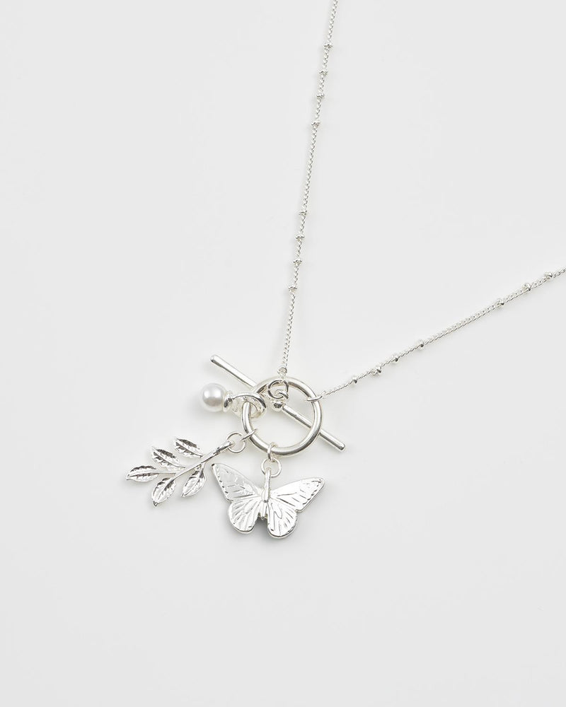 Blue Butterfly Silver Necklace