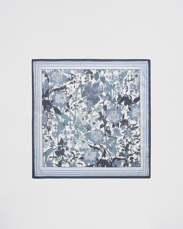 Foulard carré Deco Blooms – Bleu