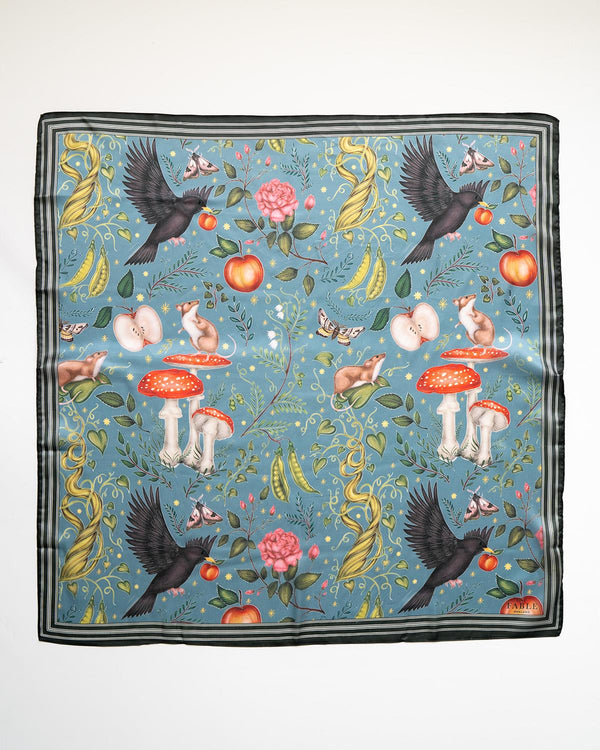 Foulard carré Into the Woods Catherine Rowe – Bleu sarcelle