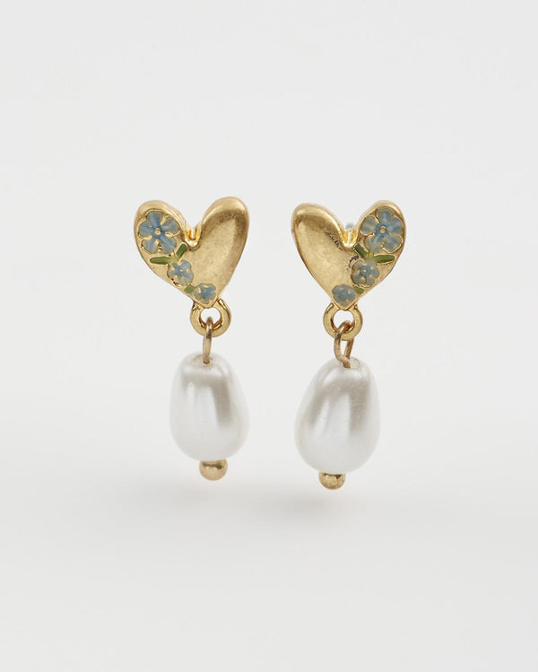 Boucles d'oreilles Myosotis Perle & Cœur