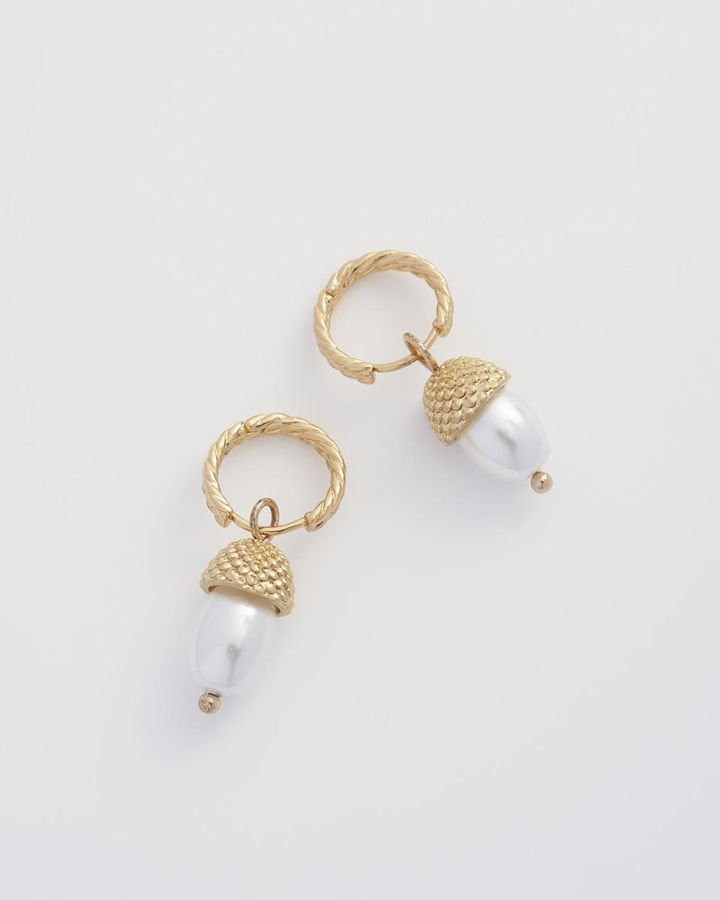 Acorn Pearl Hoops