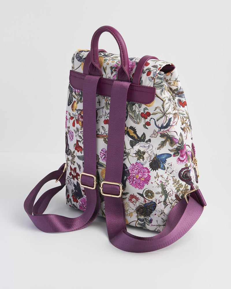 Petit sac à dos Gravures Florales – Prune