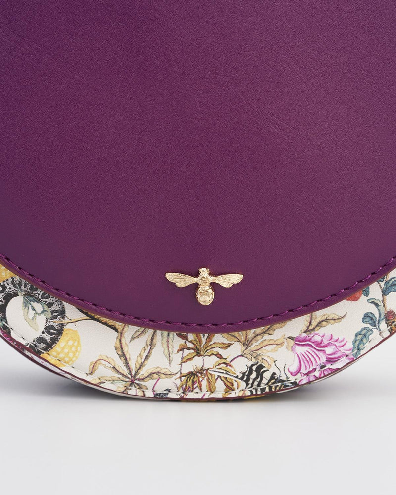 Floral Engravings Plum Saddle Bag