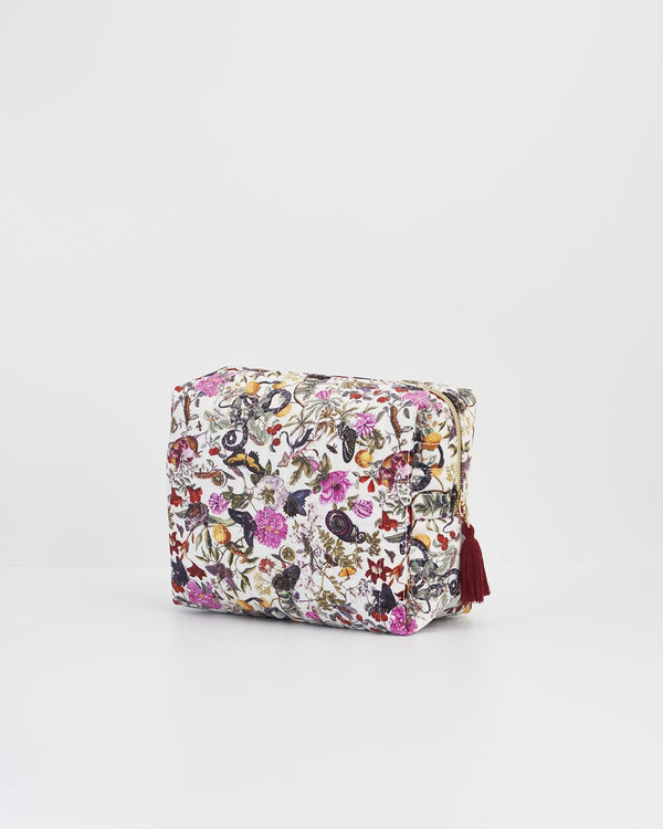 Floral Engravings Large Velvet Cosmetic Bag