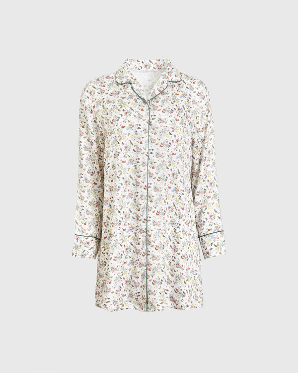 Chemise de nuit Fleurie & Fruitée – Crème