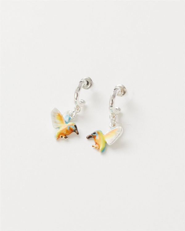 Enamel Kingfisher Hoop Earrings