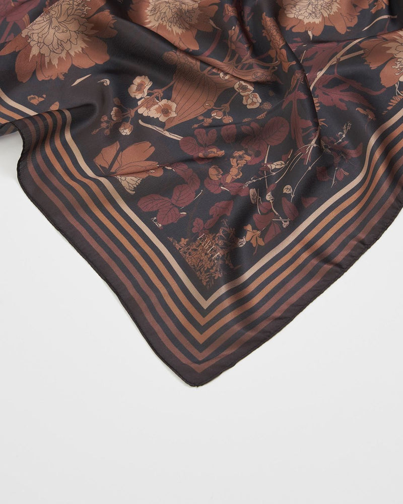 Foulard carré Deco Blooms – Noir