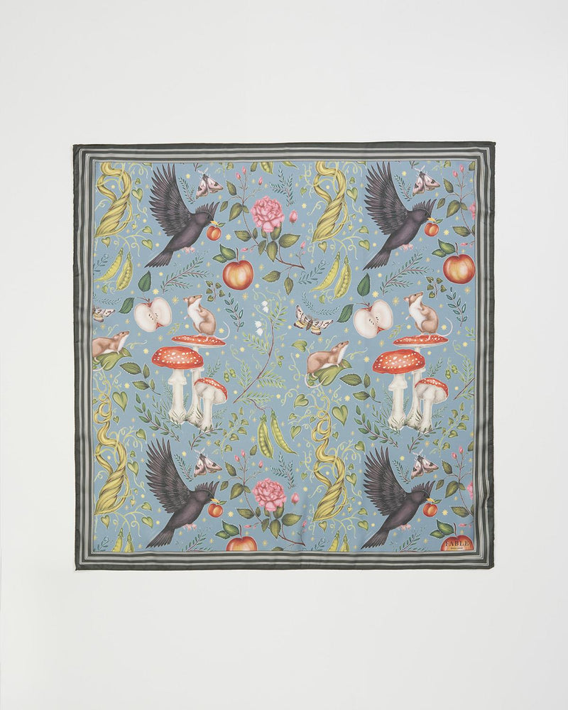 Foulard carré Into the Woods Catherine Rowe – Bleu sarcelle