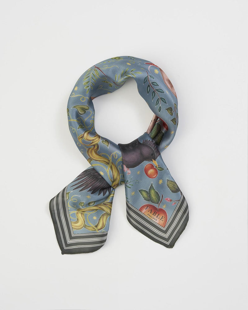 Foulard carré Into the Woods Catherine Rowe – Bleu sarcelle