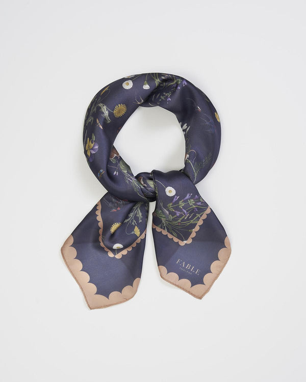 Foulard carré Running Bunny en toile – Bleu marine