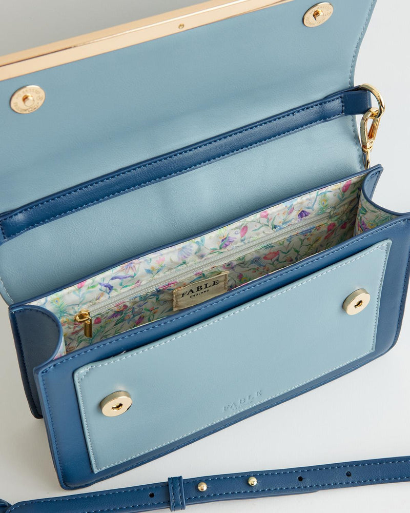 Embroidered Kingfisher Blue Cross Body Bag