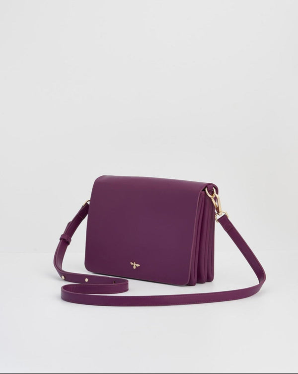 Floral Engravings Plum Crossbody Handbag