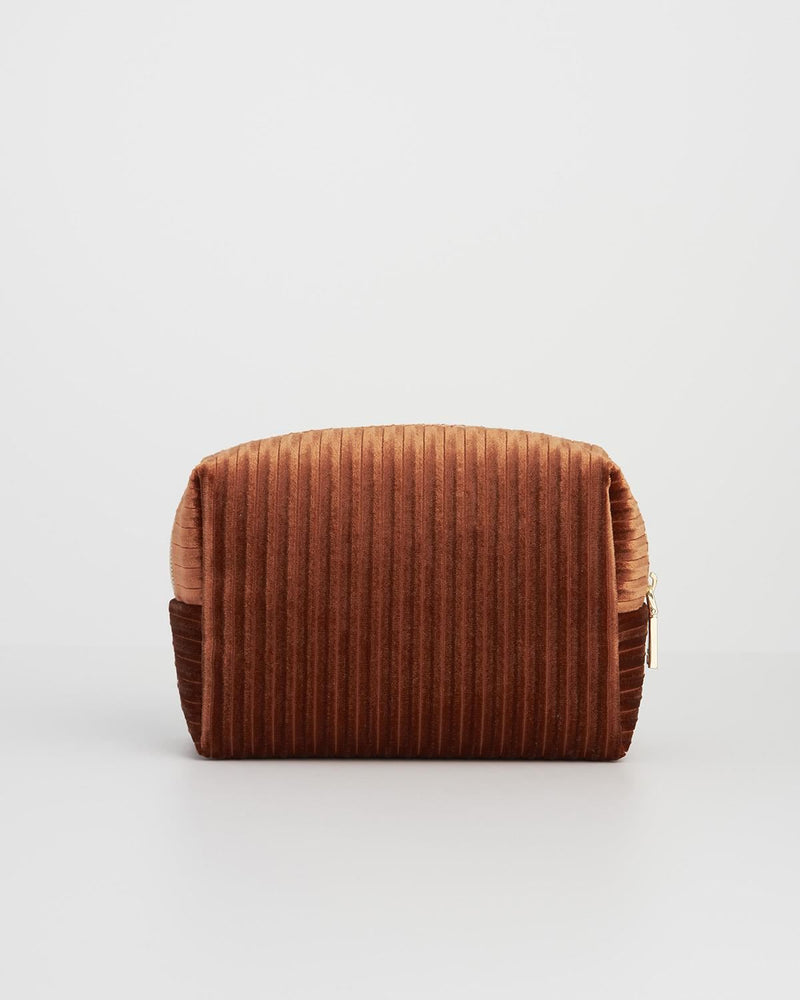 Rust Corduroy Velvet Cosmetics Pouch