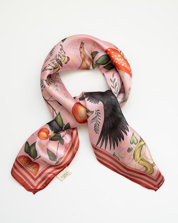 Catherine Rowe Into The Woods Square Scarf Pink