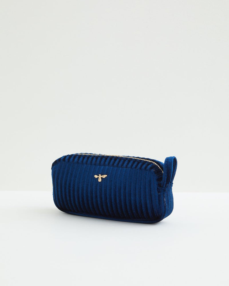 Fable Navy Velvet Makeup Pouch