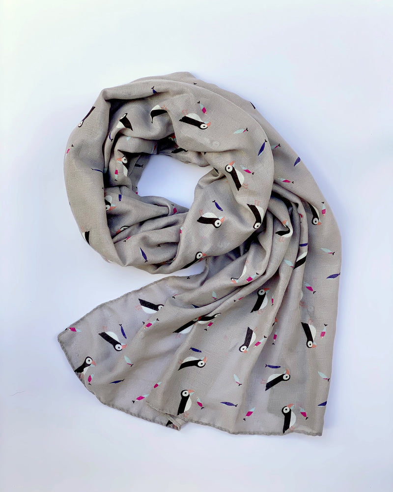 Foulard Macareux arc-en-ciel – Gris