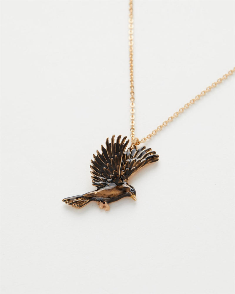 Enamel Black Bird Short Necklace